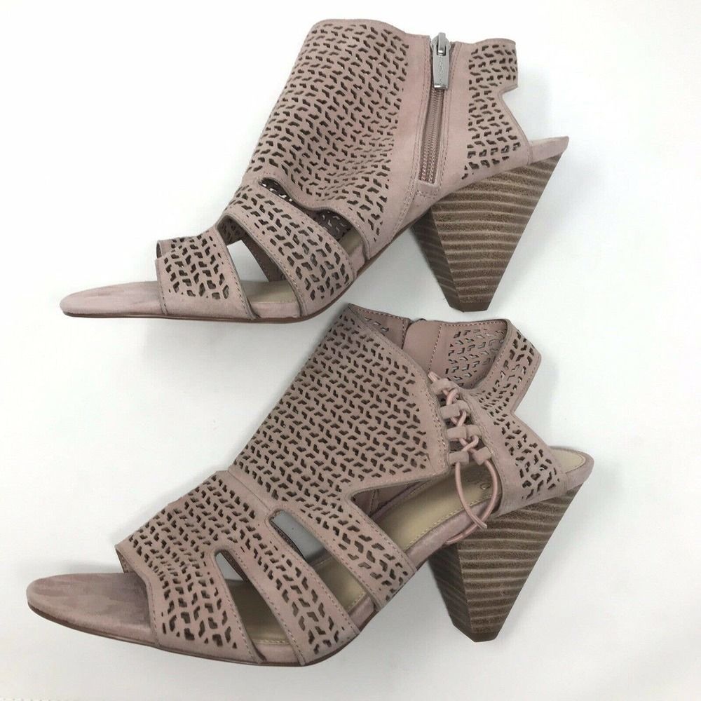 NWOB Vince Camuto Women 10M Esten Perforated Sandals Shell Pink Leather - Picture 6 of 8